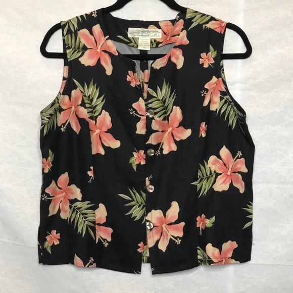 Vintage Pineapple Moon Boxy Silk Top Hawaiian M - Picture 2 of 7